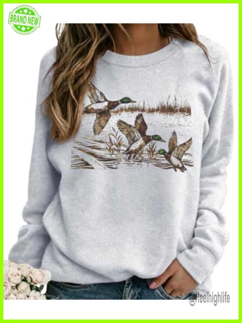 Vintage Mallard Duck Graphic Crewneck Sweatshirt Wildlife Pullover